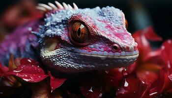 drake gecko, vibrerande färger, söt och farlig, ser på kamera genererad förbi ai foto