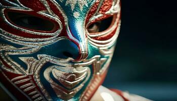 färgrik masker maskera de skönhet av inhemsk kulturer i traditioner genererad förbi ai foto