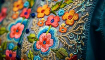 mönstrad textil- dekoration ställer ut inhemsk kulturer hantverk och mode elegans genererad förbi ai foto
