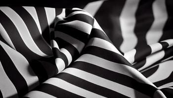 stänga upp av svart och vit randig zebra mönster genererad förbi ai foto