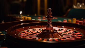 spinning roulett hjul ger tur och rikedom till kasino spelare genererad förbi ai foto