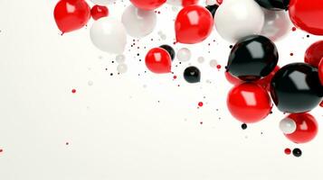 röd och svart ballonger över vit bakgrund. svart fredag begrepp. mall attrapp för text, logotyp och produkt presentation. ai generativ foto