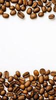 ai generativ kaffe bönor på en vit bakgrund foto