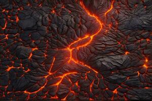 lava textur bakgrund, lysande lava textur bakgrund, magma flöde, lava flöde, knäckt lava, ai generativ foto