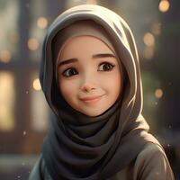 skön Lycklig muslim barn leende ai genererad foto