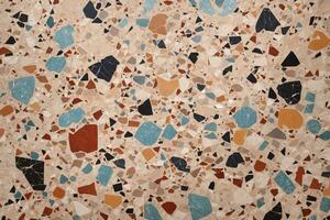 färgrik terrazzo textur, Flerfärgad terrazzo textur bakgrund, terrazzo mosaik- kakel, terrazzo marmor bakgrund, ai generativ foto