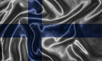 tapet av finlands flagga och viftande flagga av tyg. foto