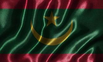tapet av Mauretanien flagga och viftande flagga av tyg.