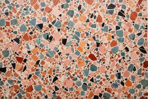 färgrik terrazzo textur, Flerfärgad terrazzo textur bakgrund, terrazzo mosaik- kakel, terrazzo marmor bakgrund, ai generativ foto