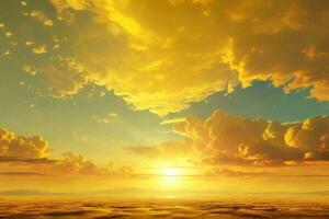 gul himmel bakgrund, solnedgång himmel bakgrund, gul himmel tapet, gyllene himmel bakgrund, ai generativ foto