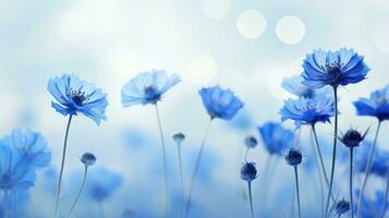 skön blå blomma bakgrund enkel ai genererad foto