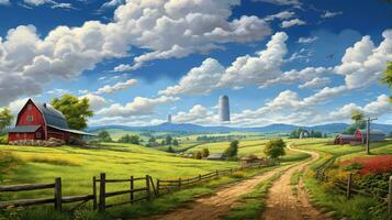 landsbygden skönhet moln lantlig landskap ai genererad foto
