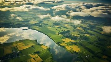 skön reflexion väder Land landskap ai genererad foto