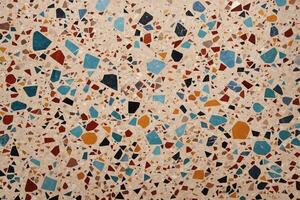 färgrik terrazzo textur, Flerfärgad terrazzo textur bakgrund, terrazzo mosaik- kakel, terrazzo marmor bakgrund, ai generativ foto