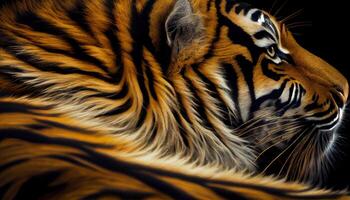 bengal tiger stirrande randig päls genomträngande ögon majestätisk genererad förbi ai foto