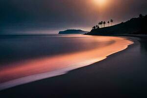 en lång exponering fotografera av de hav på solnedgång. ai-genererad foto