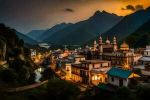 Foto tapet de himmel, berg, de stad, Indien, de stad, de stad,. ai-genererad