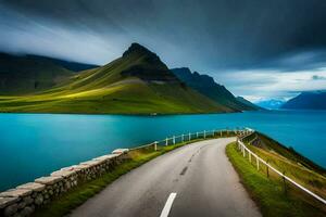 de väg till de faroe öar. ai-genererad foto