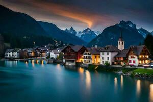 de stad av altenburg i de alperna, schweiz. ai-genererad foto