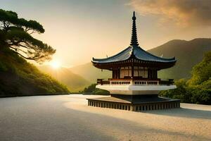 en pagod i de berg. ai-genererad foto