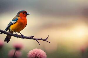 Foto tapet de himmel, fågel, blommor, natur, fågel, fågel, fågel, fågel,. ai-genererad