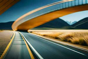en lång exponering fotografera av en bro över en väg. ai-genererad foto