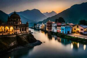 de skön stad av rishikesh, Indien. ai-genererad foto