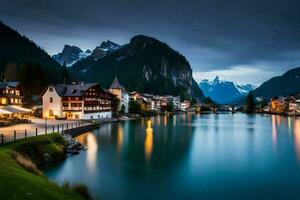 de stad av altenburg i de alperna, schweiz. ai-genererad foto