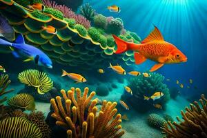 de hav är full av färgrik fisk och koraller. ai-genererad foto
