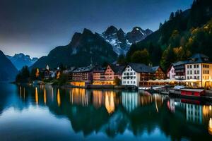 de stad av hallstatt, Österrike. ai-genererad foto