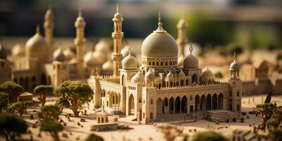 en skön och lyxig miniatyr- moské, generativ ai foto