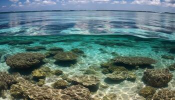 transparent blå havsbild, en tropisk paradis för under vattnet äventyr genererad förbi ai foto