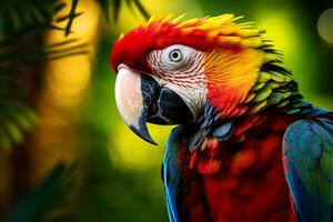 ara fåglar med vibrerande färger i natur generativ ai foto