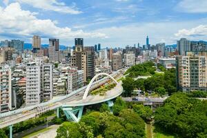 landskap av hakka kulturell parkera och guting flodstrand parkera i taipei stad, taiwan foto