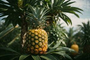 naturlig frukt. persikor växande på en träd i de sommar. färsk persikor stänga upp på träd grenar. utsökt och friska organisk näring. trädgård med mogen frukter. generativ ai. foto