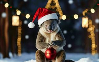 koalans jul firande festlig anda i de vild ai genererad foto