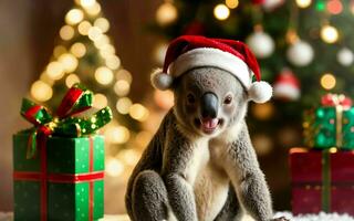 koalans jul firande festlig anda i de vild ai genererad foto