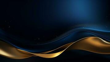 guld och Marin blå vågor abstrakt lyx bakgrund ai generativ foto