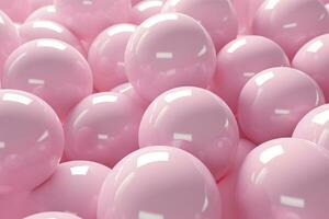 abstrakt 3d bakgrund av rosa glansig bollar.ai genererad foto
