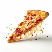 en utsökt skiva pizza i isolerat vit bakgrund ai generativ foto