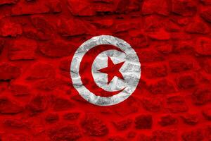 flagga av tunisisk republik på en texturerad bakgrund. begrepp collage. foto