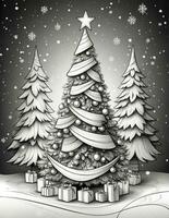 grafik färg sida med jul träd foto