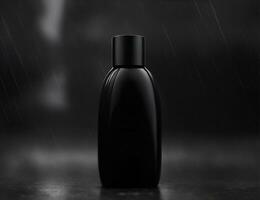 enkel svart flaska attrapp för produkt reklam behov, ai genererad. foto