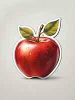 röd äpple frukt klistermärke, ai genererad. foto