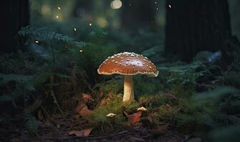 de magi av de skog är förkroppsligade i svamp skapande använder sig av generativ ai verktyg foto