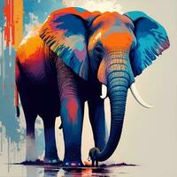 vuxen elefant dragen använder sig av wpap konst stil, pop- konst foto