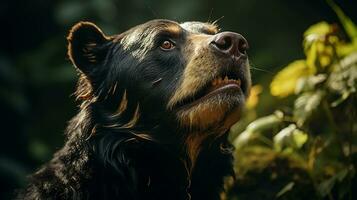 svart stor Björn ansikte närbild, ai genererad foto