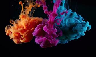 virvlar av färgrik bläck i vatten skapa fantastisk abstrakt konst skapande använder sig av generativ ai verktyg foto