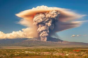 natur katastrof vulkanisk utbrott ai genererad foto