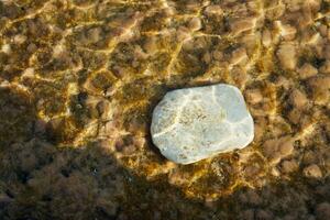 vit sten i vatten som en naturlig bakgrund. foto